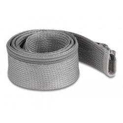 DeLOCK Manchon tressé avec fermeture Éclair résistant à la chaleur, 1 m x 50 mm, gris