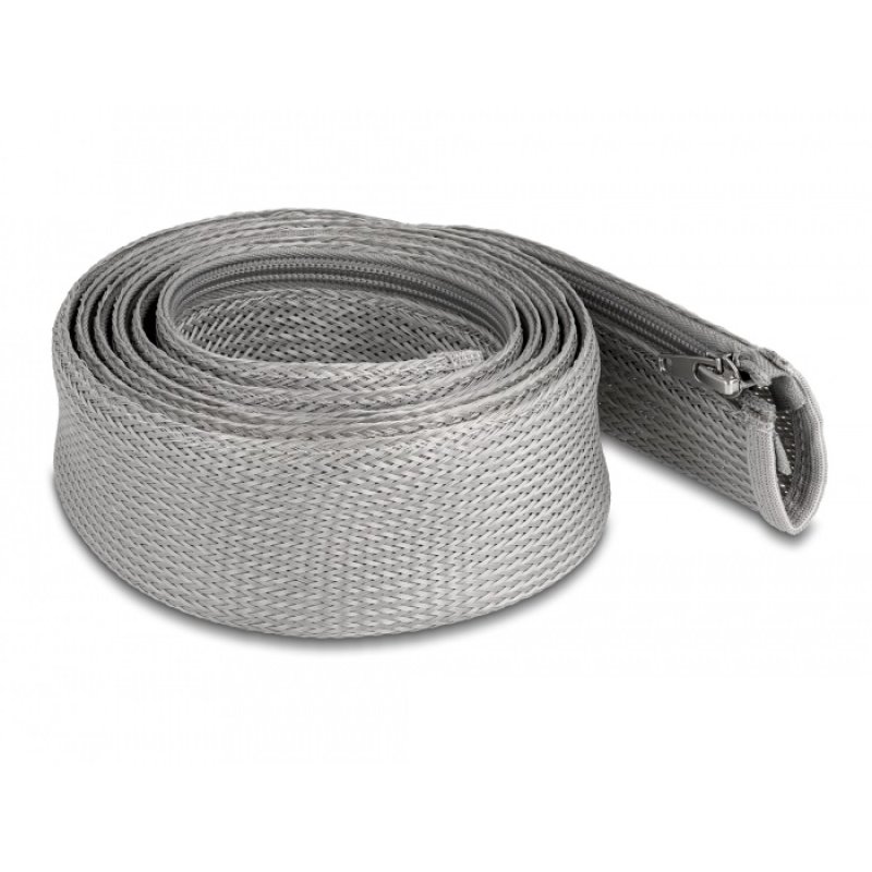 Geflechtschlauch mit Reißverschluss hitzebeständig 2 m x 50 mm grau