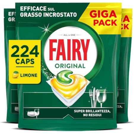 Fairy Original Dishwasher Rinse Aid Tablets 224 Capsules Lemon