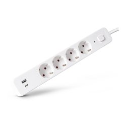 Entac Socket Extension Cord D2 4 Sockets with Switch 1.5m 1xUSB-A x 1xUSB-C 3G1.5