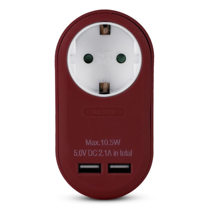 Entac EPAG-1EE-2USB-BR adaptateur prise d'alimentation Type F Bourgogne