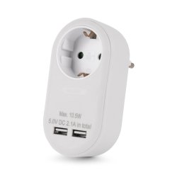 Entac EPAG-1EE-2USB-W adaptateur prise d'alimentation Type F Blanc