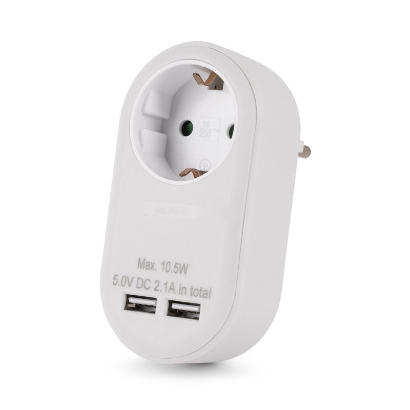 Entac EPAG-1EE-2USB-W adaptateur prise d'alimentation Type F Blanc