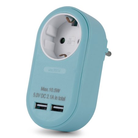 Entac Steckdosenadapter 2x USB-A blau