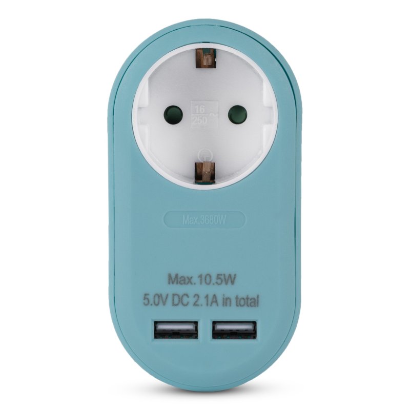 Entac Steckdosenadapter 2x USB-A blau