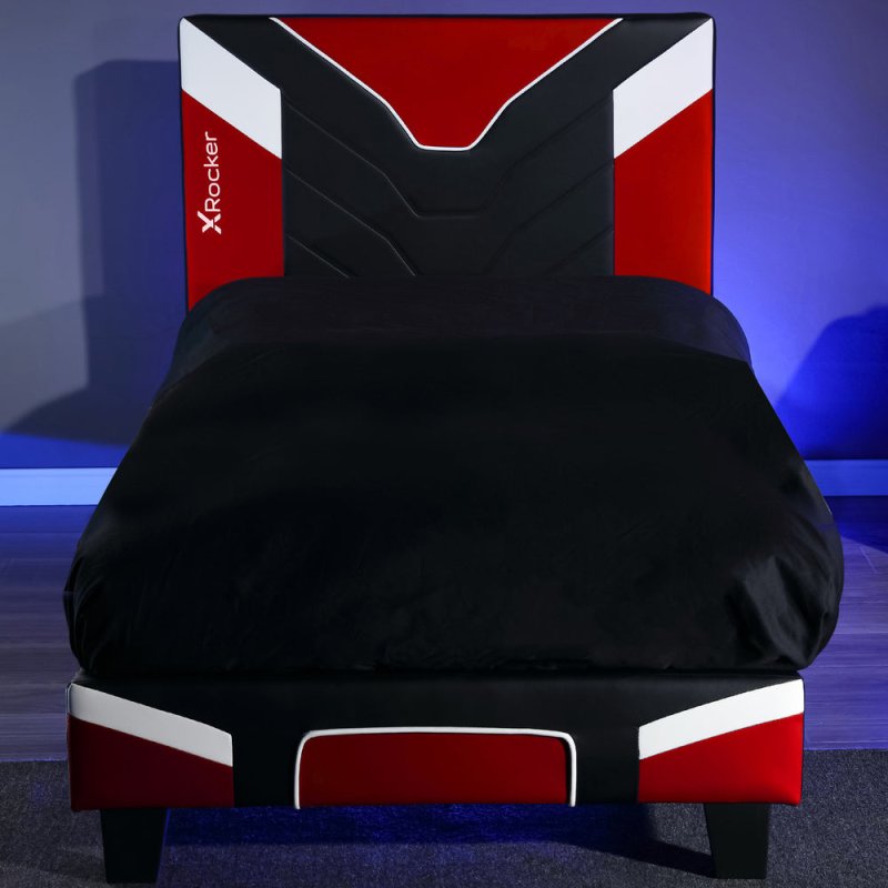 XROCKER Gaming & Racing Einzelbett 90x190cm/rot/Kunstleder