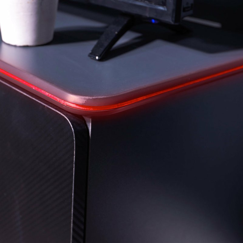 XROCKER Gaming Kommode LED Schublade/2 Regale/grau-rot