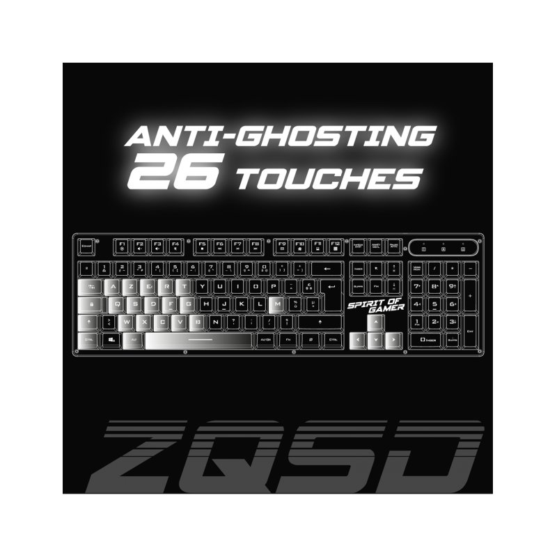 Spirit of Gamer PRO-K1 keyboard Gaming USB AZERTY Black