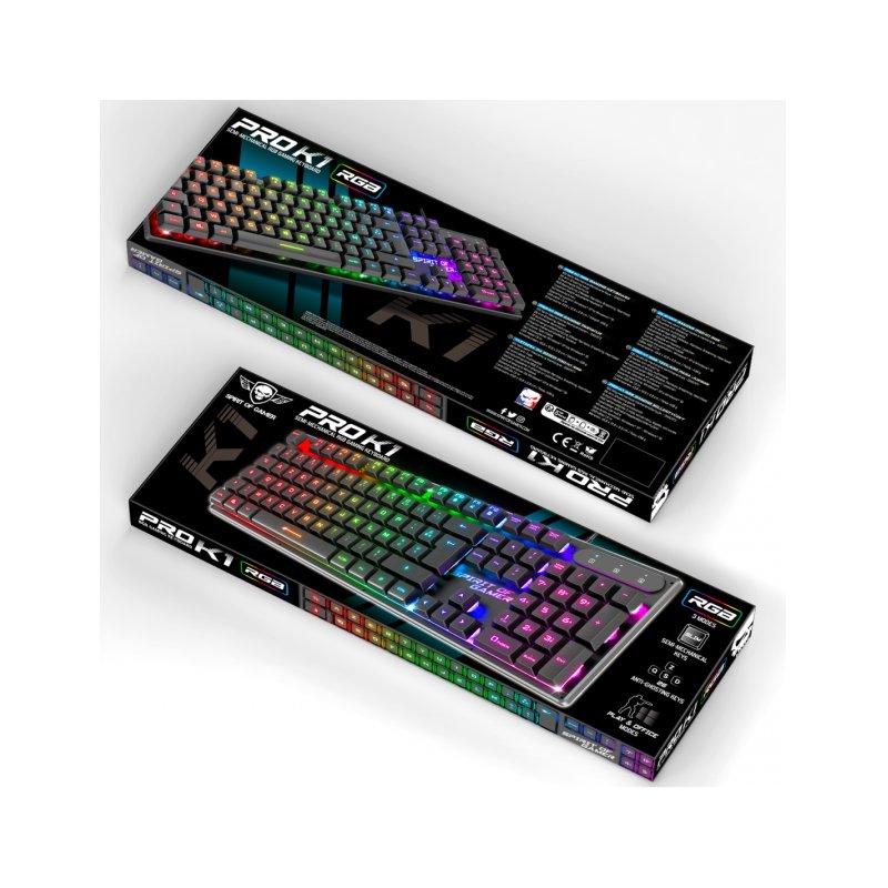 Spirit of Gamer PRO-K1 clavier Gaming USB AZERTY Noir