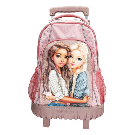 Topmodel - School Backpack Trolley - Rosé with Grey Polka Dots