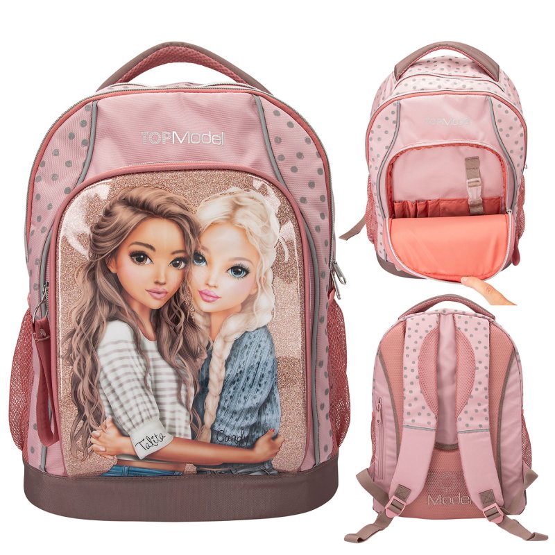 Topmodel - School Backpack DOTS - Rosé with Grey Dots