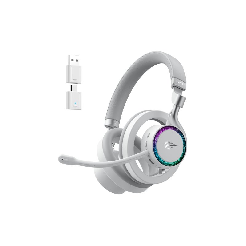 Havit Fuxi-H8 (White) Casques Avec fil &sans fil Arceau Gaming USB Type-C Bluetooth Blanc