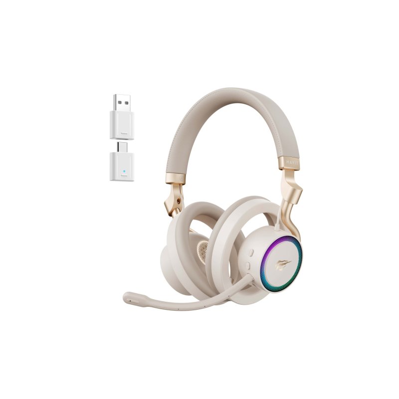 Havit Fuxi-H8 (Gold) Casques Avec fil &sans fil Arceau Gaming USB Type-C Bluetooth Or