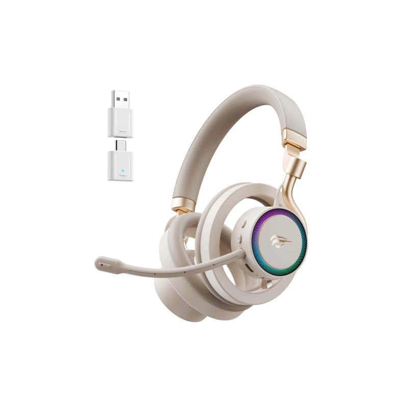 Havit Fuxi-H8 (Gold) Casques Avec fil &sans fil Arceau Gaming USB Type-C Bluetooth Or