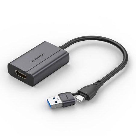 Vention ACYHB cable gender changer USB-C USB-A HDMI Grey