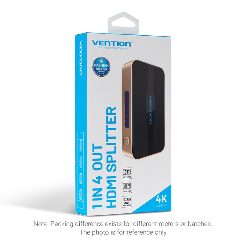 Vention 1 In 4 Out HDMI Splitter 4K@30Hz Gold Aluminum Alloy Type