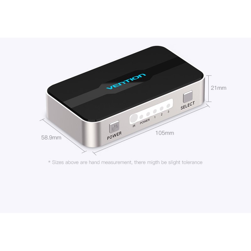 Vention 3 In 1 Out HDMI Switcher Gray Metay Type