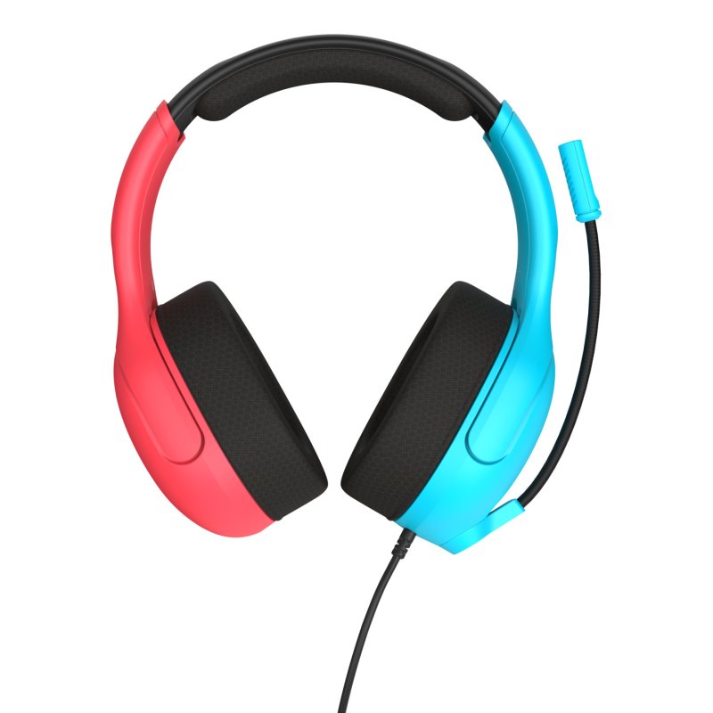 Turtle Beach Airlite Fit Neon Blue and Red Wired Gaming Headset with Flip-to-Mute Mic, Over-Ear Premium Comfort and