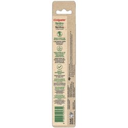 Colgate Soft Bamboo Toothbrush with Charcoal Infused Bristles for Sensitive Teeth - Biodegradable Bamboo Handle - 100%