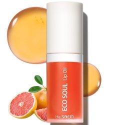 THESAEM Eco Soul Lip Oil 03 Grapefruit Plumping Hydrating Lip Oil Nourish Moisturize Lips Grapefruit Extract Jojoba Oil