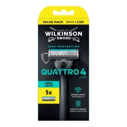 Wilkinson Sword Quattro 4 Razor With 5 Cartridges