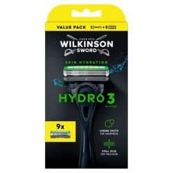 Wilkinson Sword Hydro 3 Razor With 9 Cartridges