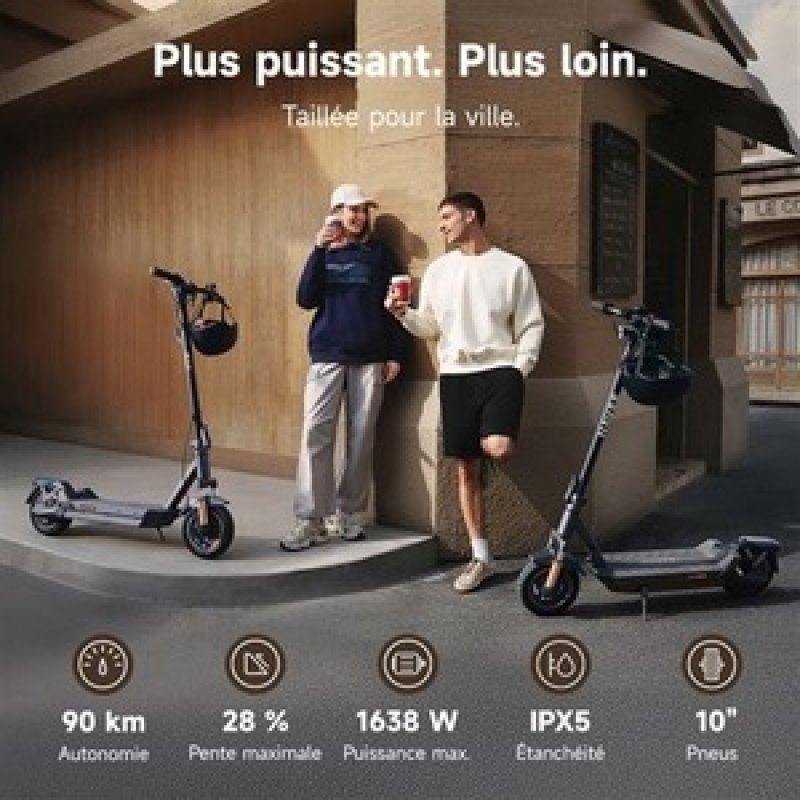 Trottinette électrique Navee GT5 MAX 700W 1638W 25km/h 40Km/h 10 Tubeless Tambou