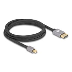 DeLOCK Câble mini DisplayPort vers DisplayPort 8K 60 Hz 2 m métal gris sans verrou