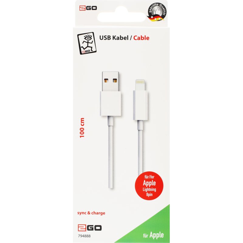 2GO 794888 câble Lightning 1 m Blanc
