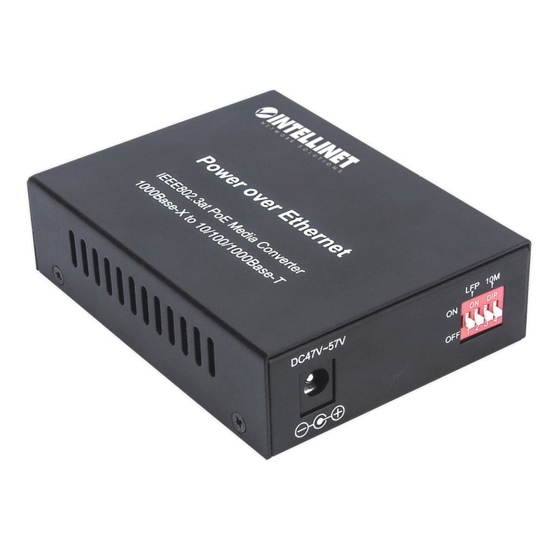 Intellinet Gigabit PoE Media Converter, 1 x 1000Base-T RJ45 Port to 1 x SFP Port, PoE Injector