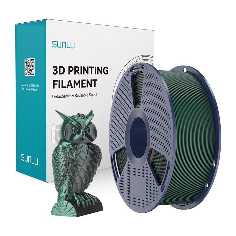 Sunlu PLA Silk Dual Color Filament (Black and Green)
