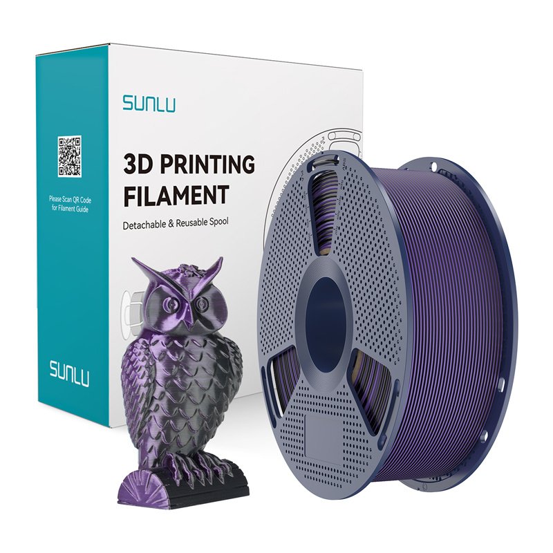 Sunlu PLA Silk Dual Color Filament (Black and Purple)