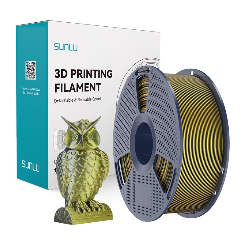 Sunlu PLA Silk Dual Color Filament (Black and Gold)