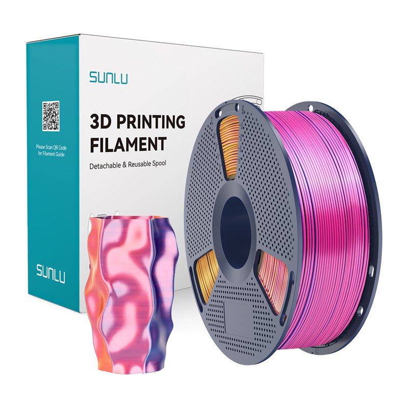 Sunlu PLA Silk Tri-Color Filament (red, yellow, and blue)