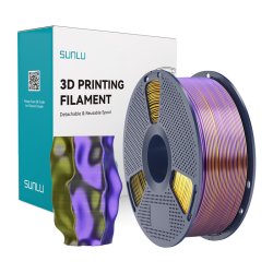 Sunlu PLA Silk Tri-Color Filament (Black, Gold, and Purple)