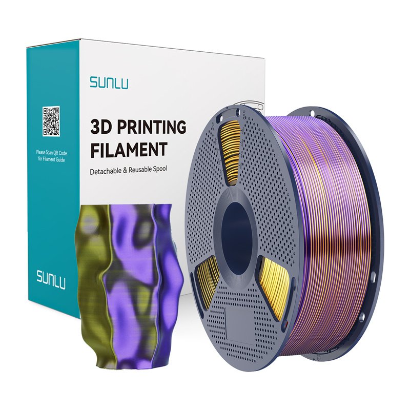 Sunlu PLA Silk Tri-Color Filament (Black, Gold, and Purple)