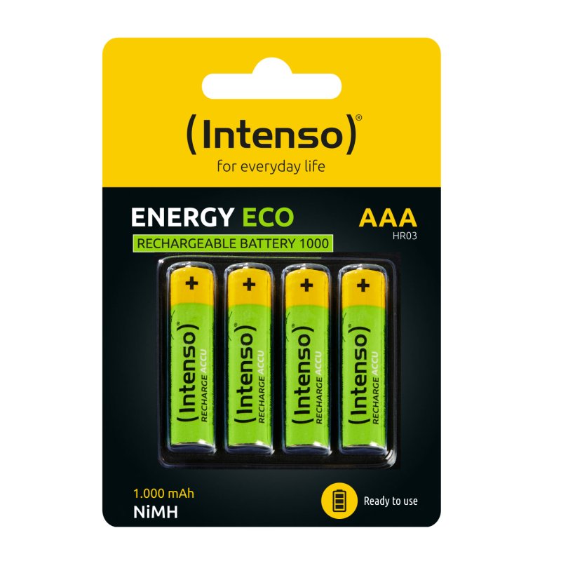 Intenso HR03 NiMH Energy Eco 1000mAh 4er Blister - Micro (AAA) - 1.000 mAh Rechargeable battery Nickel-Metal Hydride