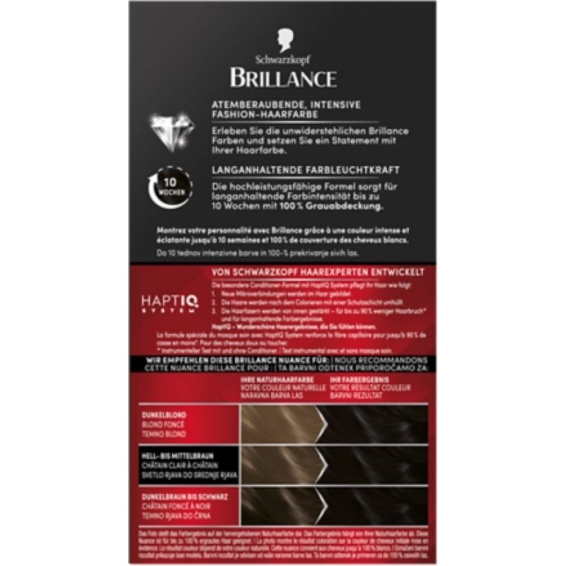 Schwarzkopf Brillance 890 Schwarz couleur de cheveux Noir