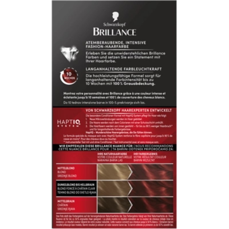 Schwarzkopf Brillance 872 Intensivrot couleur de cheveux Rouge