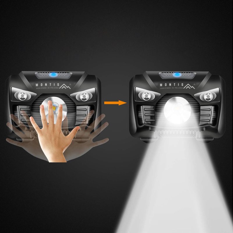 Montis Akumulatorowa latarka nagłowna z sensorem MT001 Noir Lampe frontale LED