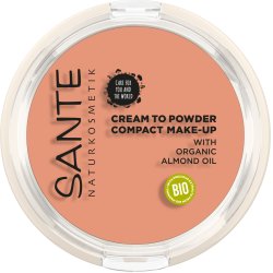 SANTE Naturkosmetik Compact Make-up 02 Warm Meadow Medium Skin Tone Compact Powder with Mirror and Tassel Vegan 9g