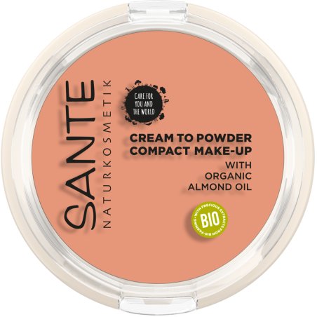 SANTE Naturkosmetik Compact Make-up 02 Warm Meadow Medium Skin Tone Compact Powder with Mirror and Tassel Vegan 9g