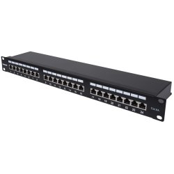 24-Port Cat6a Patchpanel FTP 1HE schwarz