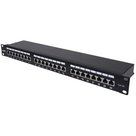 Intellinet Panneau de brassage, Cat6A, FTP, 24 ports, 1U, blindé, blocs 90° à insertion par le dessus (punch-down),