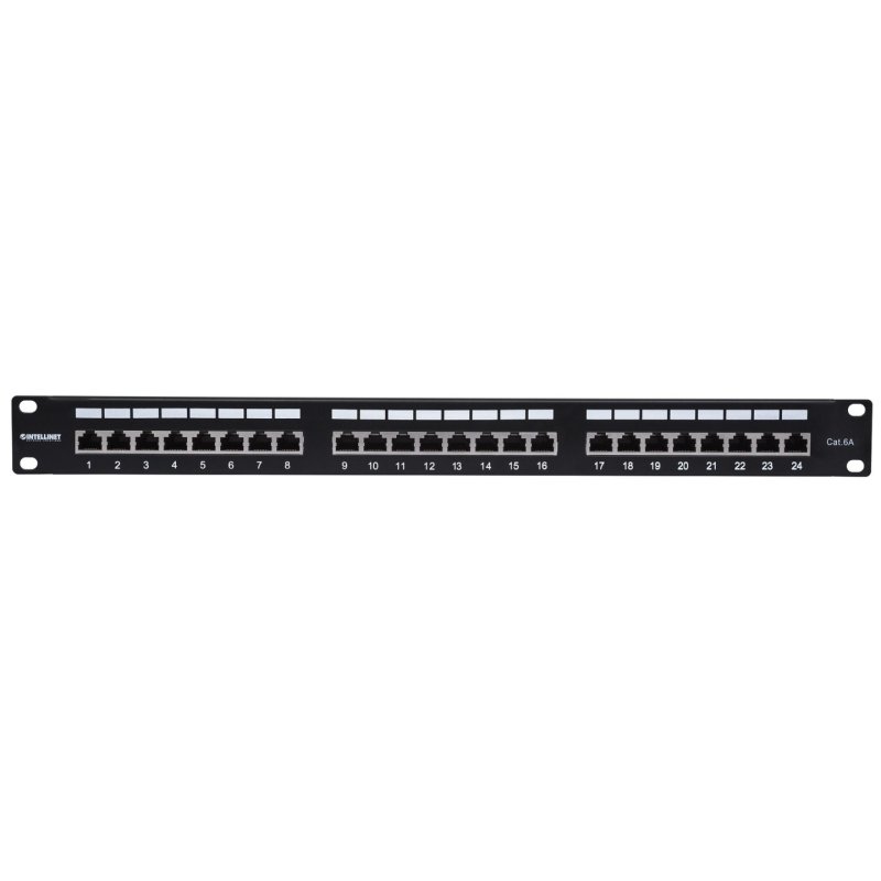 Intellinet Panneau de brassage, Cat6A, FTP, 24 ports, 1U, blindé, blocs 90° à insertion par le dessus (punch-down),