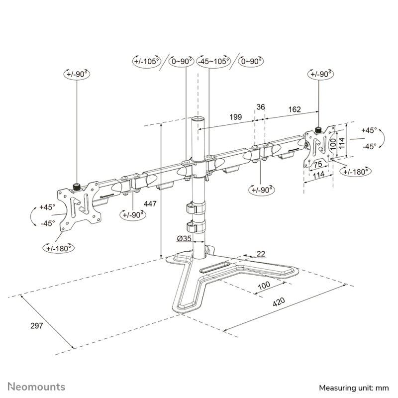Neomounts DS45-600BL2 Dual monitor stand