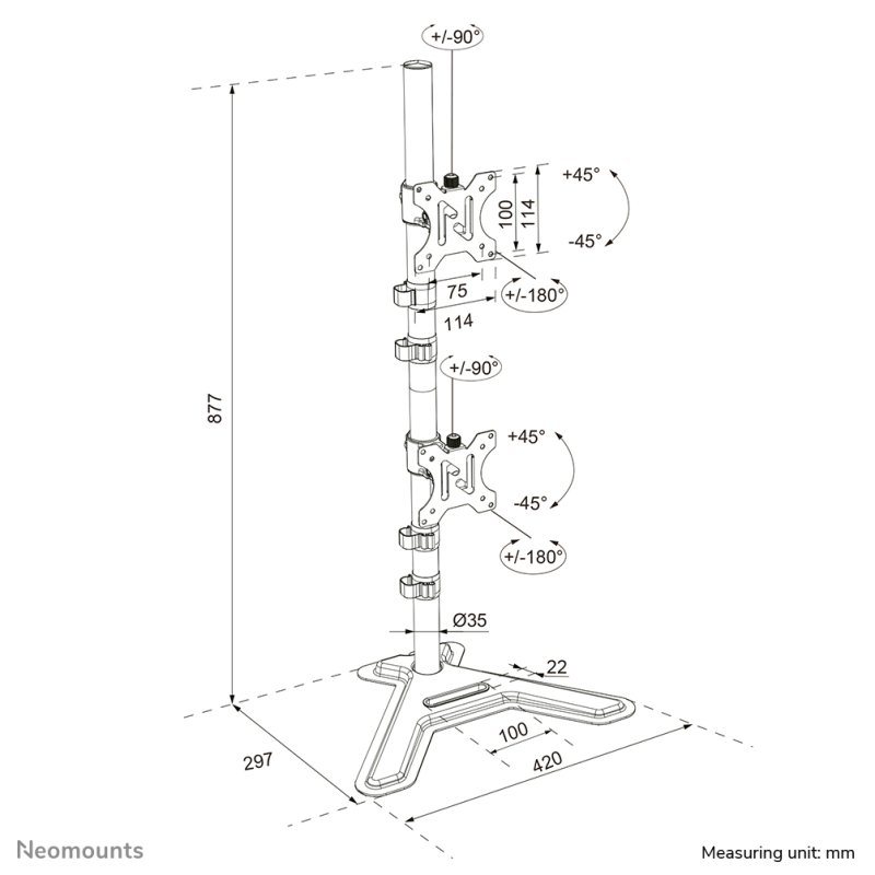 Neomounts DS45-600BL2V Support de moniteur double 10-32"