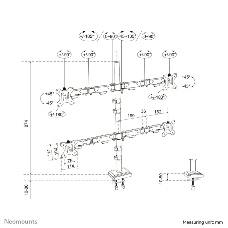 Neomounts DS60-600BL2-2 Quadruple monito