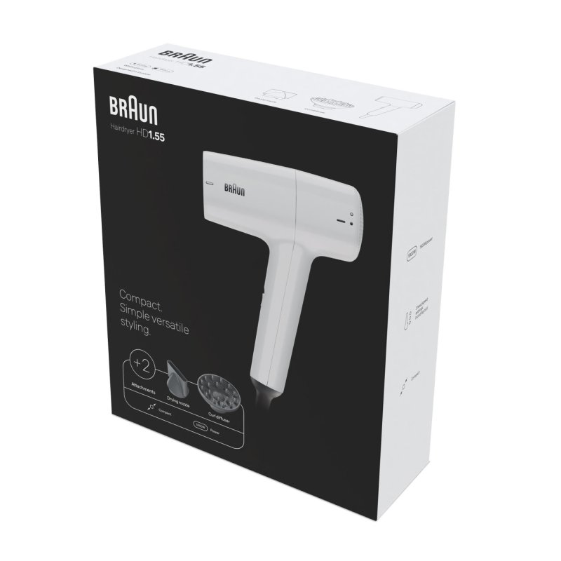 Hairdryer HD1 55 Braun Haircare55 Braun Haircare 55 white 1 800W Braun Haircare800W Braun Haircare 800W (BRHD155E)