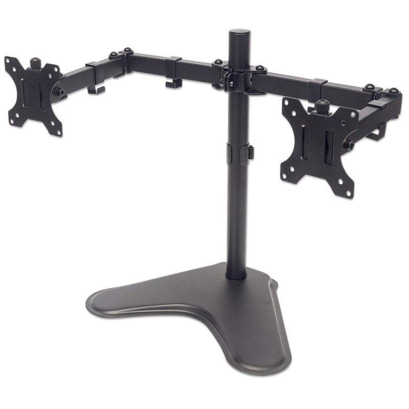 Manhattan Support de bureau double pour TV/moniteurs (Bras articulé), écrans 10" à 27", montage sur pied,